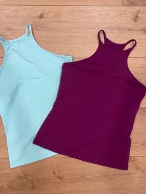 Buffbunny Collection XL Athletic Tank Tops Teal Plum Racerback Workout 2pc Lot